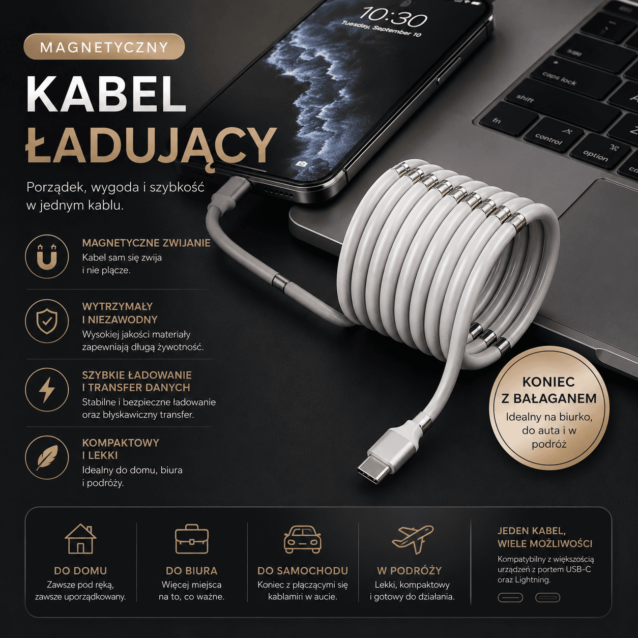 Magnetyczny Kabel Ładujący MicroUSB